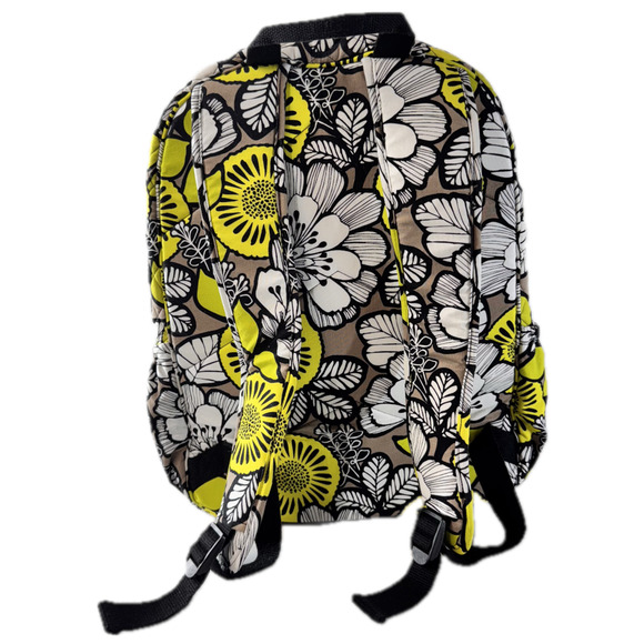 Vera Bradley Backpack Floral Design School Pockets Travel Yellow Neon Weekender - Picture 4 of 16